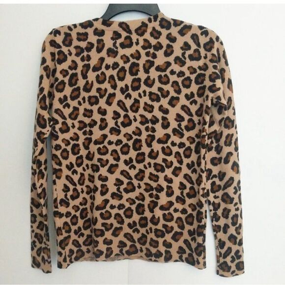 CYNTHIA ROWLEY Animal Print 2 Ply Cashmere Sweater - Picture 2 of 5